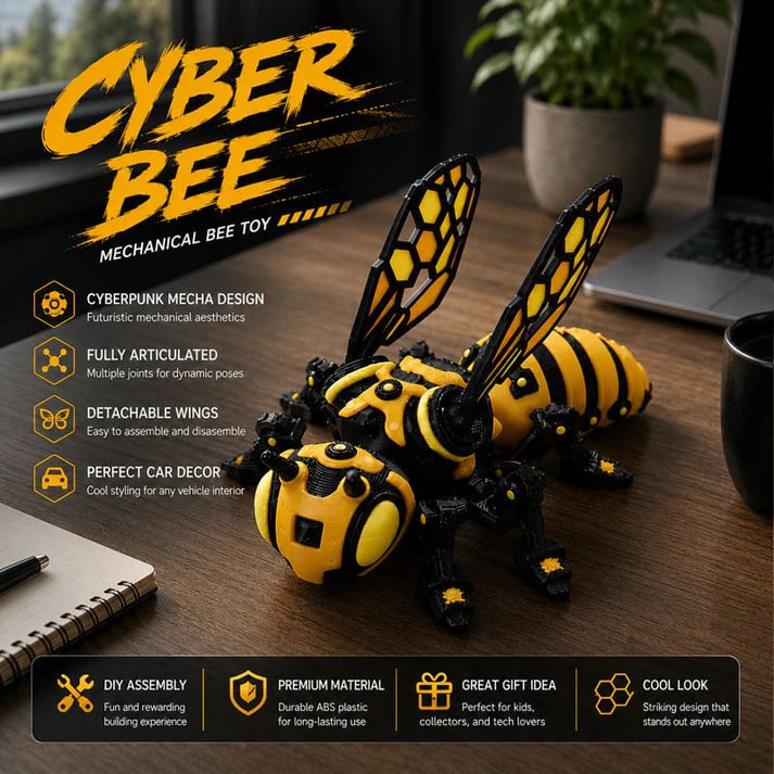 Cyber Mechanical Bee Figurine 🐝