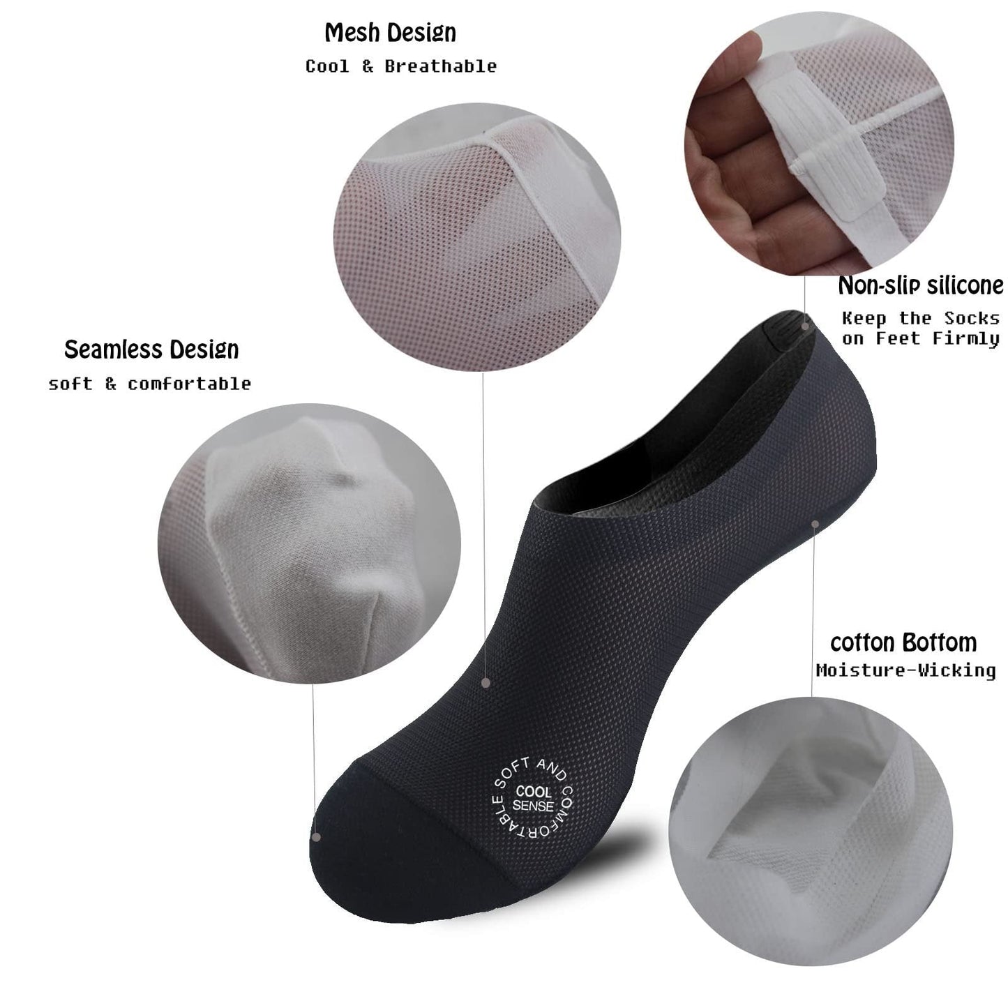 🧦3-Pair Invisible Grip Socks Pack 🧦Breathable | Low-Cut | Anti-Slip | Sweat-Absorbing