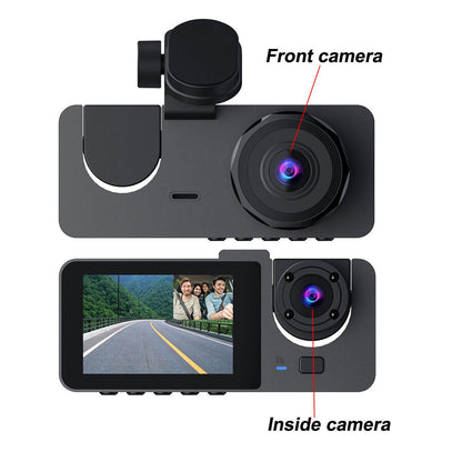 Dailyardtool® HD 1080P Dashcam with Three Lenses, Loop Recording and 3.5-inch IPS Screen