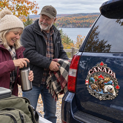 ⏳ Limited-Time 49% OFF – 🍁 Canada 160th Anniversary 3D Car Emblem | 8-Inch Metal Wildlife Badge, 1867–2027 🇨🇦