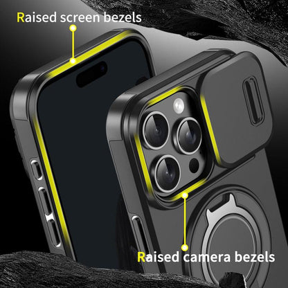 Case with Slide Camera Cover & Rotatable Ring Kickstand,  Grade Shockproof Protective Case for iPhone 11/12/13/14/15/16/17 Series