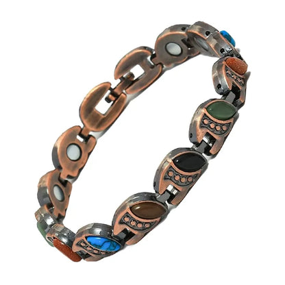 Retro Antique Copper Magnetic Gemstone Bracelet