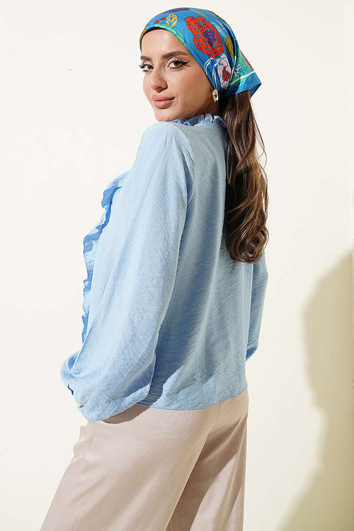Women's Ruffled Lantern Sleeve Shirt