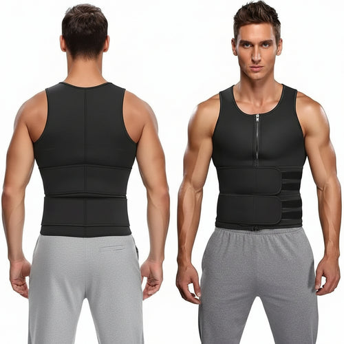 Men's Shapewear Sauna Vest Waist Trainer Double Belt🔥