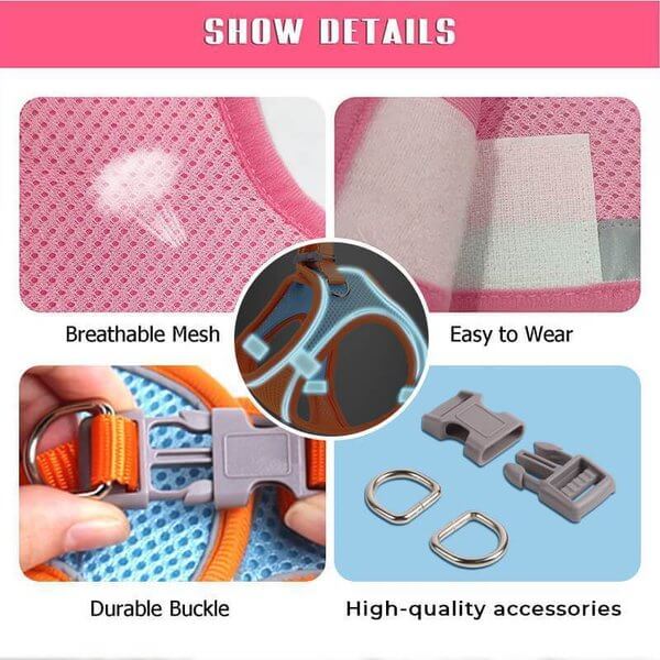 🐕 One Piece Pet Vest Leash – Adjustable & breathable mesh