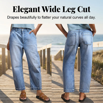 🎁2026 New Arrivals 48% OFF💥Women's High Waisted Cropped Barrel Jeans
