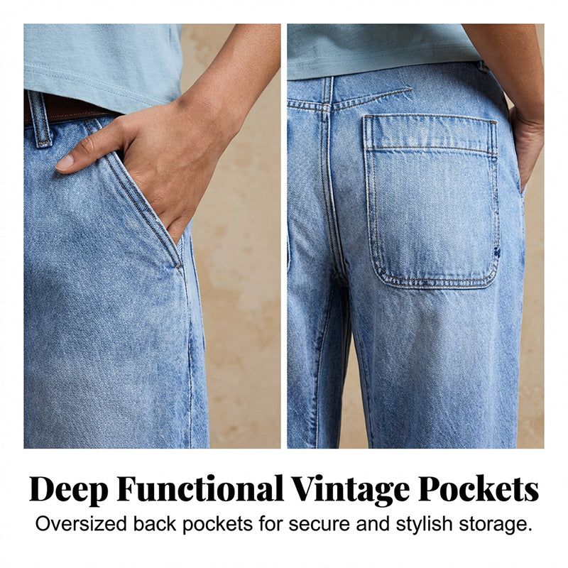 🎁2026 New Arrivals 48% OFF💥Women's High Waisted Cropped Barrel Jeans
