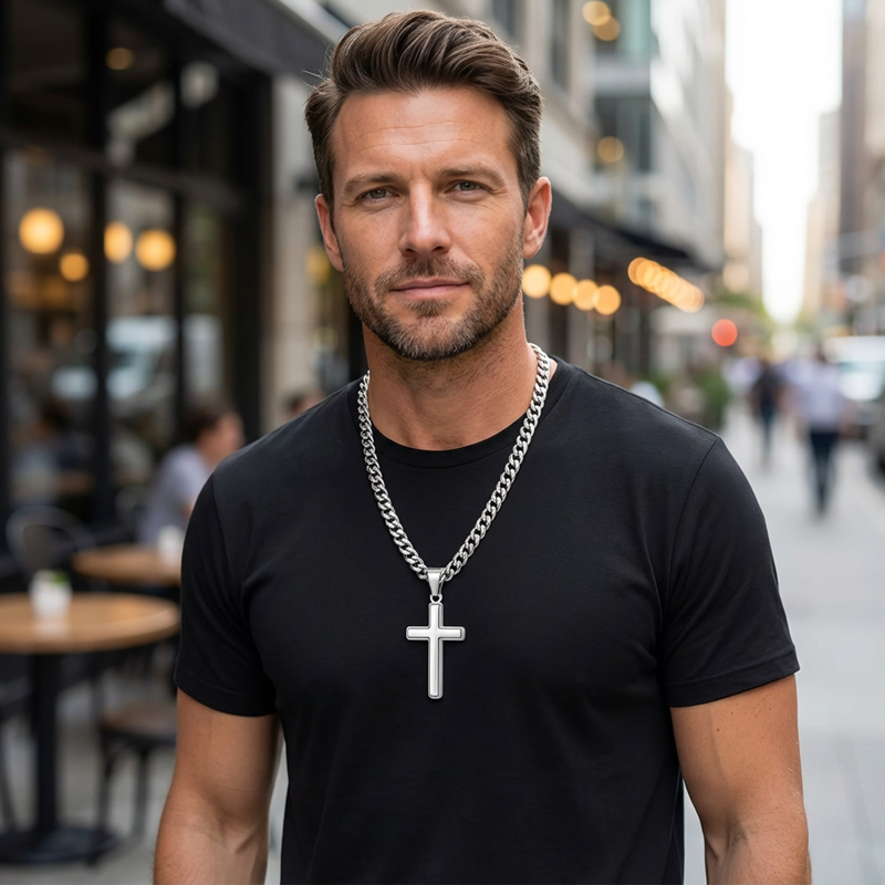 ➕Men's Stainless Steel Cross Pendant Necklace