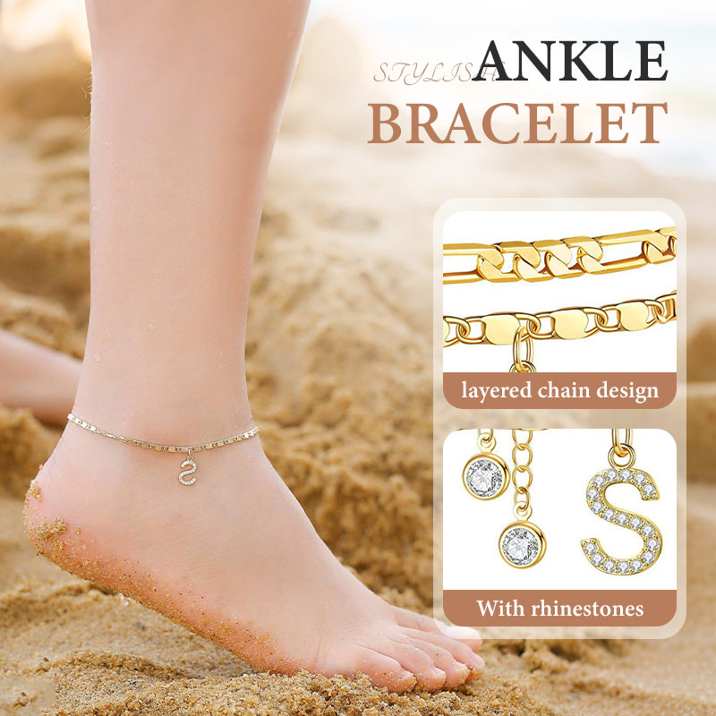💖 Layered Gold Ankle Bracelet for Women