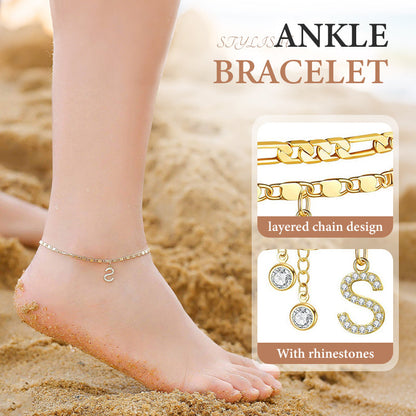 💖 Layered Gold Ankle Bracelet for Women