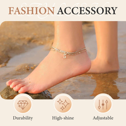 💖 Layered Gold Ankle Bracelet for Women