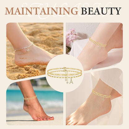💖 Layered Gold Ankle Bracelet for Women