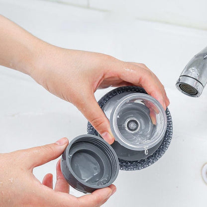 Kitchen Soap Press Dispensing Palm Brush – Built-In Soap Dispenser & Ergonomic Grip 🧼