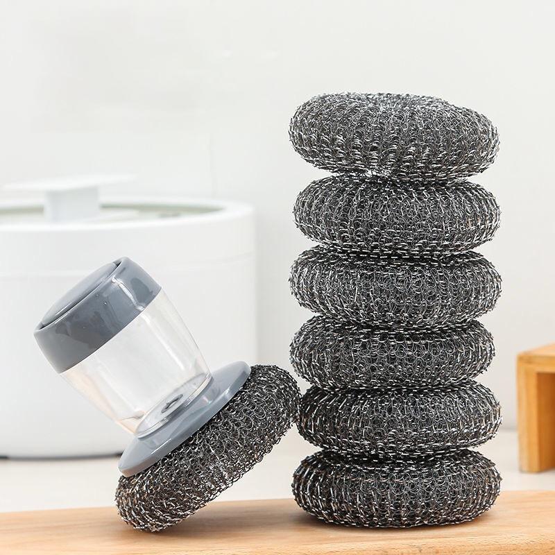 Kitchen Soap Press Dispensing Palm Brush – Built-In Soap Dispenser & Ergonomic Grip 🧼