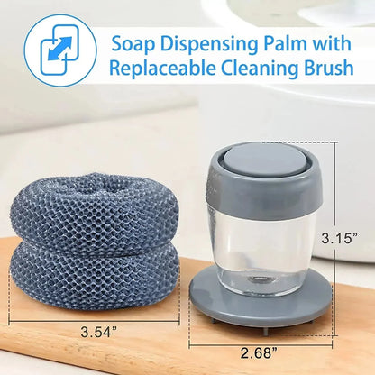 Kitchen Soap Press Dispensing Palm Brush – Built-In Soap Dispenser & Ergonomic Grip 🧼
