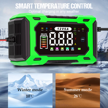 🔋 12V 6A Smart Car Battery Charger – Pulse Repair Technology, Auto Maintain & Desulfation 🚗⚡