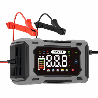 🔋 12V 6A Smart Car Battery Charger – Pulse Repair Technology, Auto Maintain & Desulfation 🚗⚡