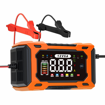 🔋 12V 6A Smart Car Battery Charger – Pulse Repair Technology, Auto Maintain & Desulfation 🚗⚡