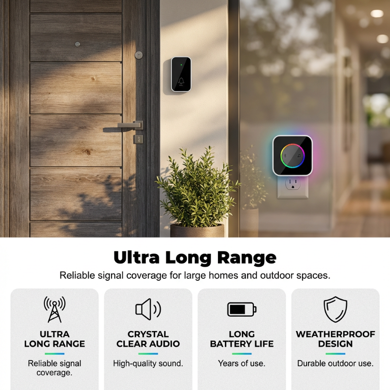 📢Wireless Doorbell with 7-Color LED Light