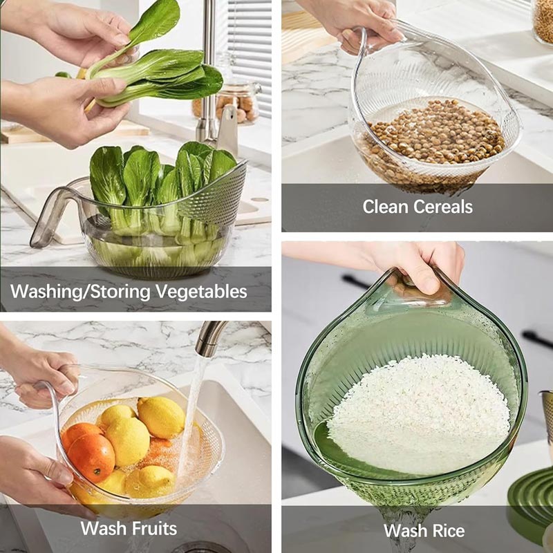 🍚  Multipurpose Rice Washing Bowl Strainer with Handle