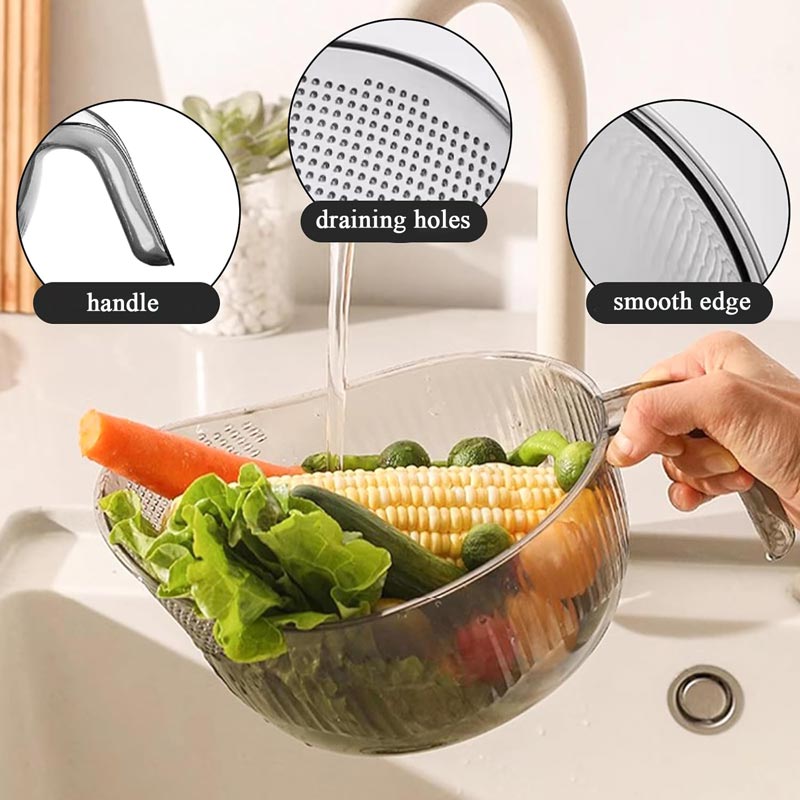🍚  Multipurpose Rice Washing Bowl Strainer with Handle