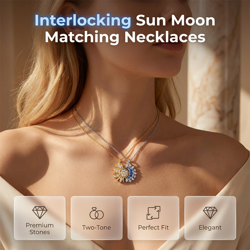 📢📢40% OFF !! ⏰Sun and Moon Pendant Necklace with Rhinestones