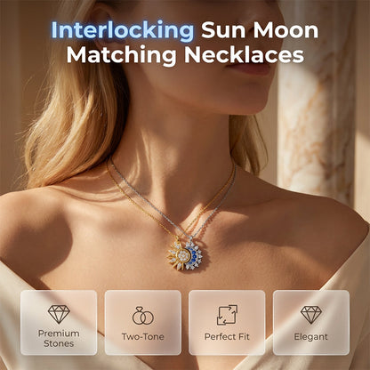 📢📢40% OFF !! ⏰Sun and Moon Pendant Necklace with Rhinestones