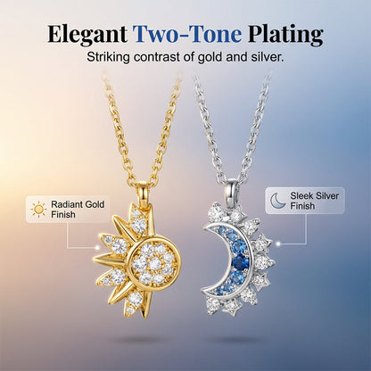 📢📢40% OFF !! ⏰Sun and Moon Pendant Necklace with Rhinestones