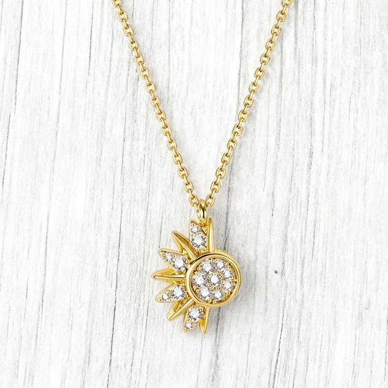📢📢40% OFF !! ⏰Sun and Moon Pendant Necklace with Rhinestones