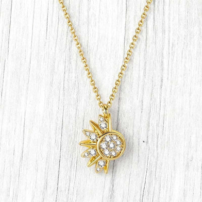 📢📢40% OFF !! ⏰Sun and Moon Pendant Necklace with Rhinestones