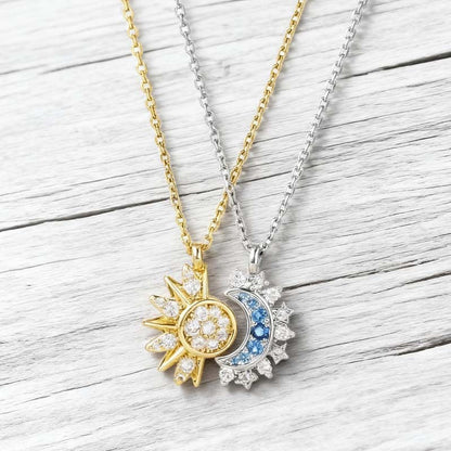 📢📢40% OFF !! ⏰Sun and Moon Pendant Necklace with Rhinestones