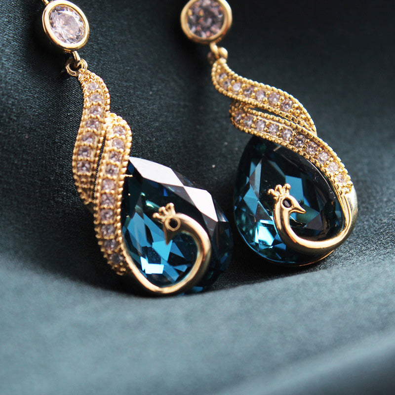 🦚 Phoenix Earrings – Peacock Design, CZ Gems, Lightweight, Gift 🎁