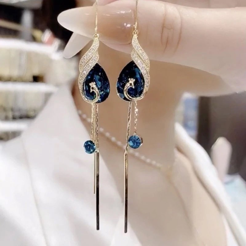 🦚 Phoenix Earrings – Peacock Design, CZ Gems, Lightweight, Gift 🎁