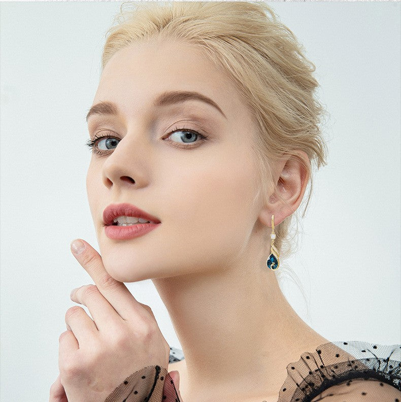 🦚 Phoenix Earrings – Peacock Design, CZ Gems, Lightweight, Gift 🎁