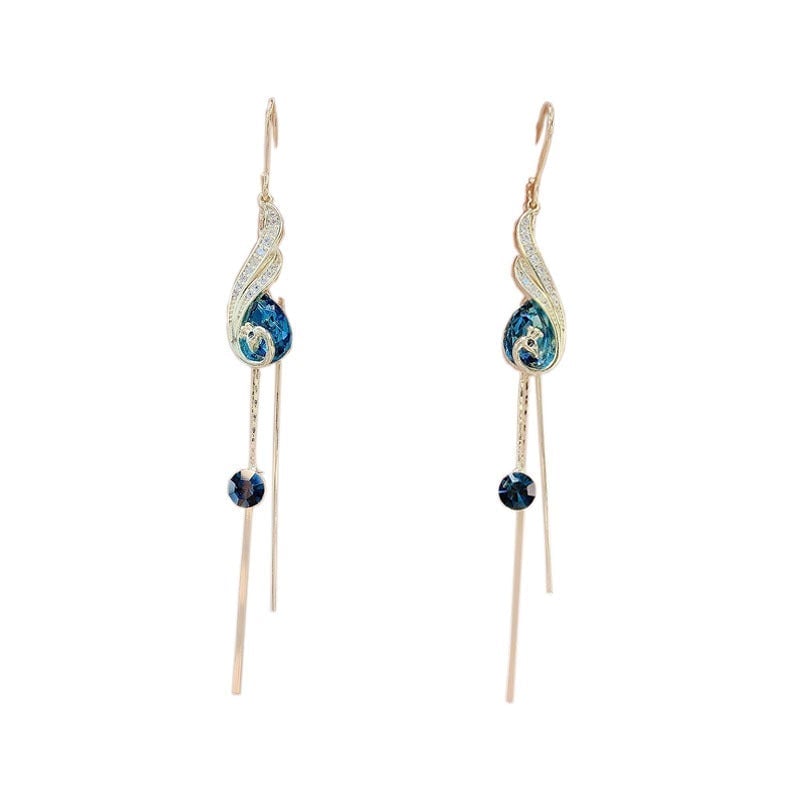 🦚 Phoenix Earrings – Peacock Design, CZ Gems, Lightweight, Gift 🎁