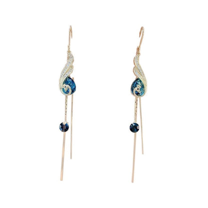 🦚 Phoenix Earrings – Peacock Design, CZ Gems, Lightweight, Gift 🎁