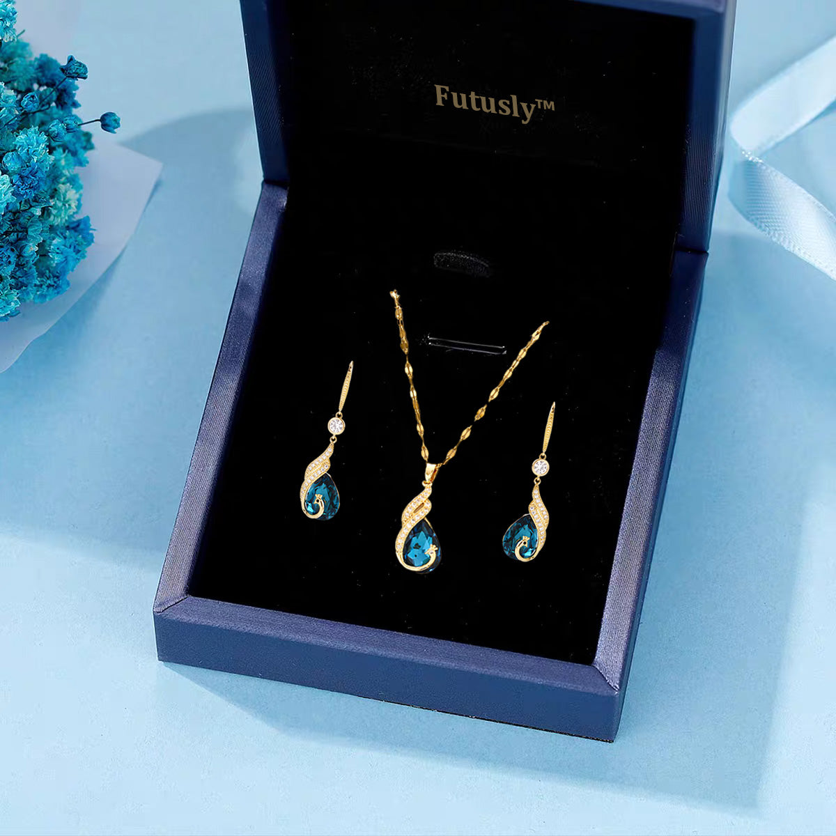 🦚 Phoenix Earrings – Peacock Design, CZ Gems, Lightweight, Gift 🎁