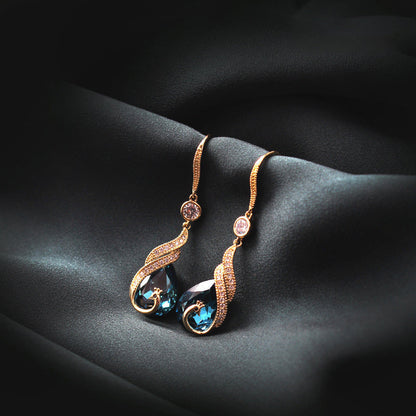 🦚 Phoenix Earrings – Peacock Design, CZ Gems, Lightweight, Gift 🎁