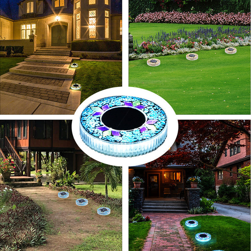 Solar Outdoor Mosaic Disk Lights