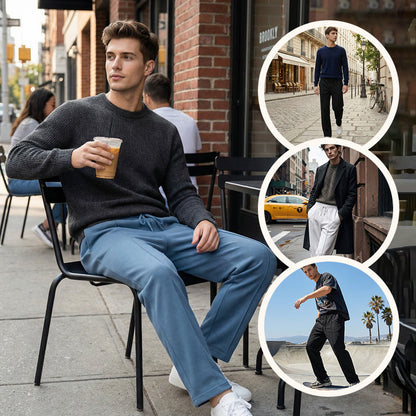 💥Men's Elastic Waist Drawstring Straight Leg Pants