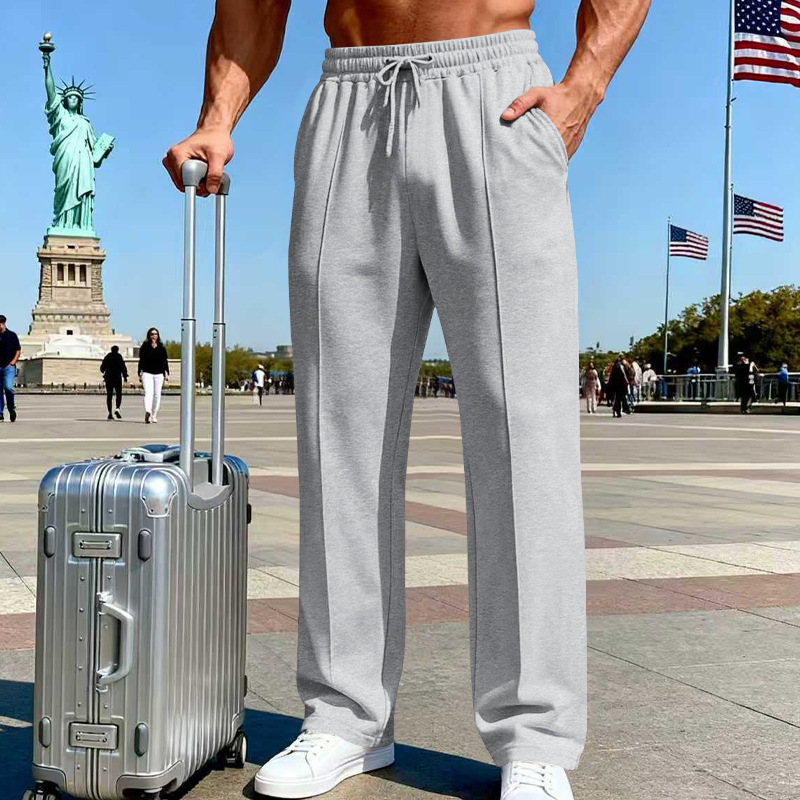 💥Men's Elastic Waist Drawstring Straight Leg Pants