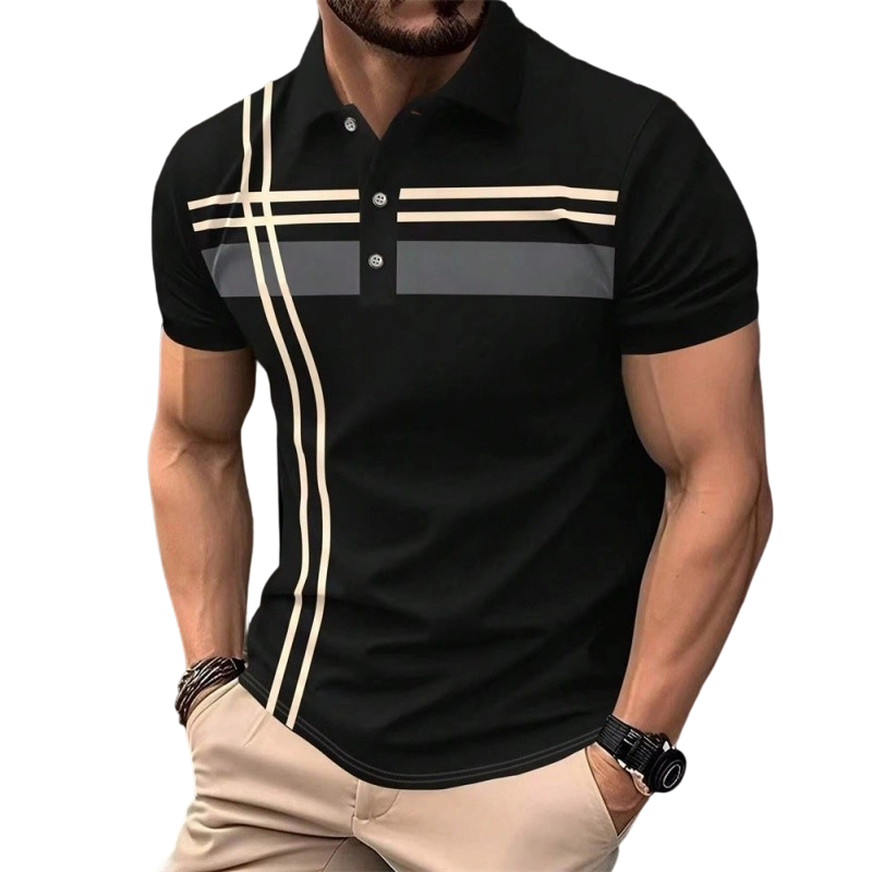 🎁New Arrival💥Men's Striped Short Sleeve Collared Top🌿
