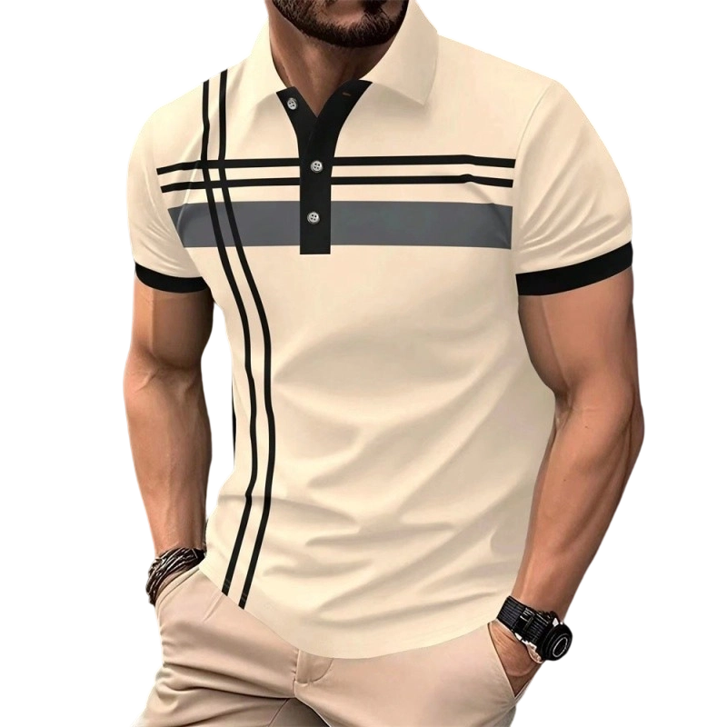 🎁New Arrival💥Men's Striped Short Sleeve Collared Top🌿