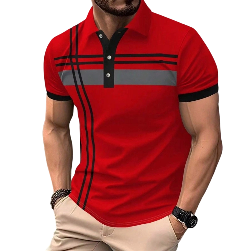 🎁New Arrival💥Men's Striped Short Sleeve Collared Top🌿