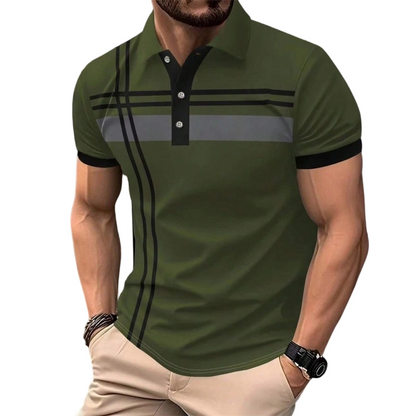 🎁New Arrival💥Men's Striped Short Sleeve Collared Top🌿