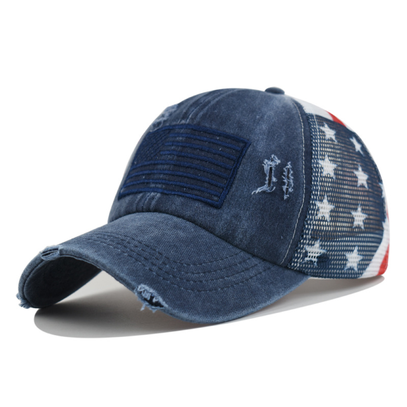 ⏰Distressed American Flag Mesh Baseball Cap