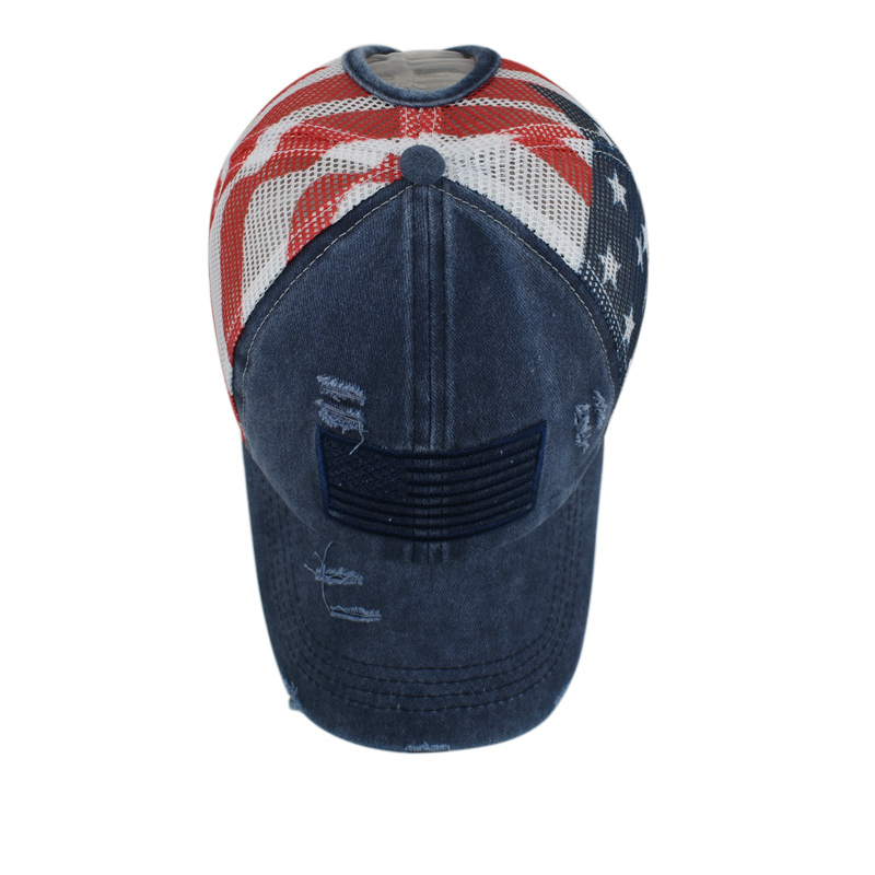 ⏰Distressed American Flag Mesh Baseball Cap