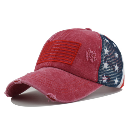 ⏰Distressed American Flag Mesh Baseball Cap