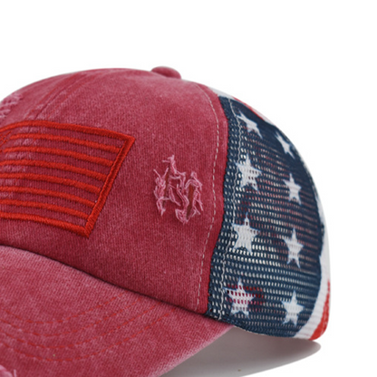 ⏰Distressed American Flag Mesh Baseball Cap