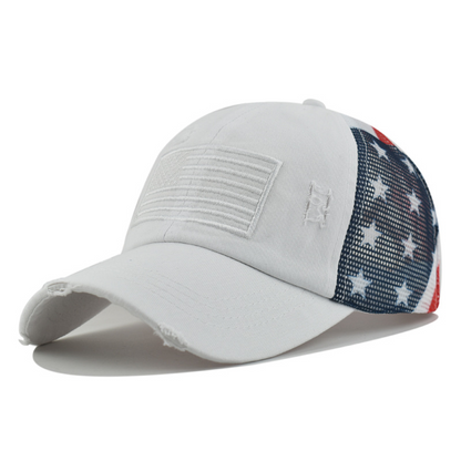 ⏰Distressed American Flag Mesh Baseball Cap